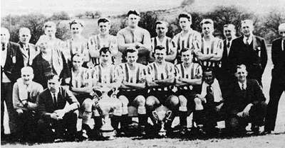 Murton CW after Easington beat Blue Star 2-1 in the Shipowners Cup Final in 1975. Photo by Steve Murphy